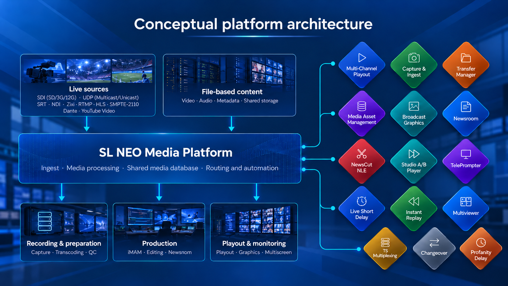 Conceptual platform architecture of the SL NEO Media Platform